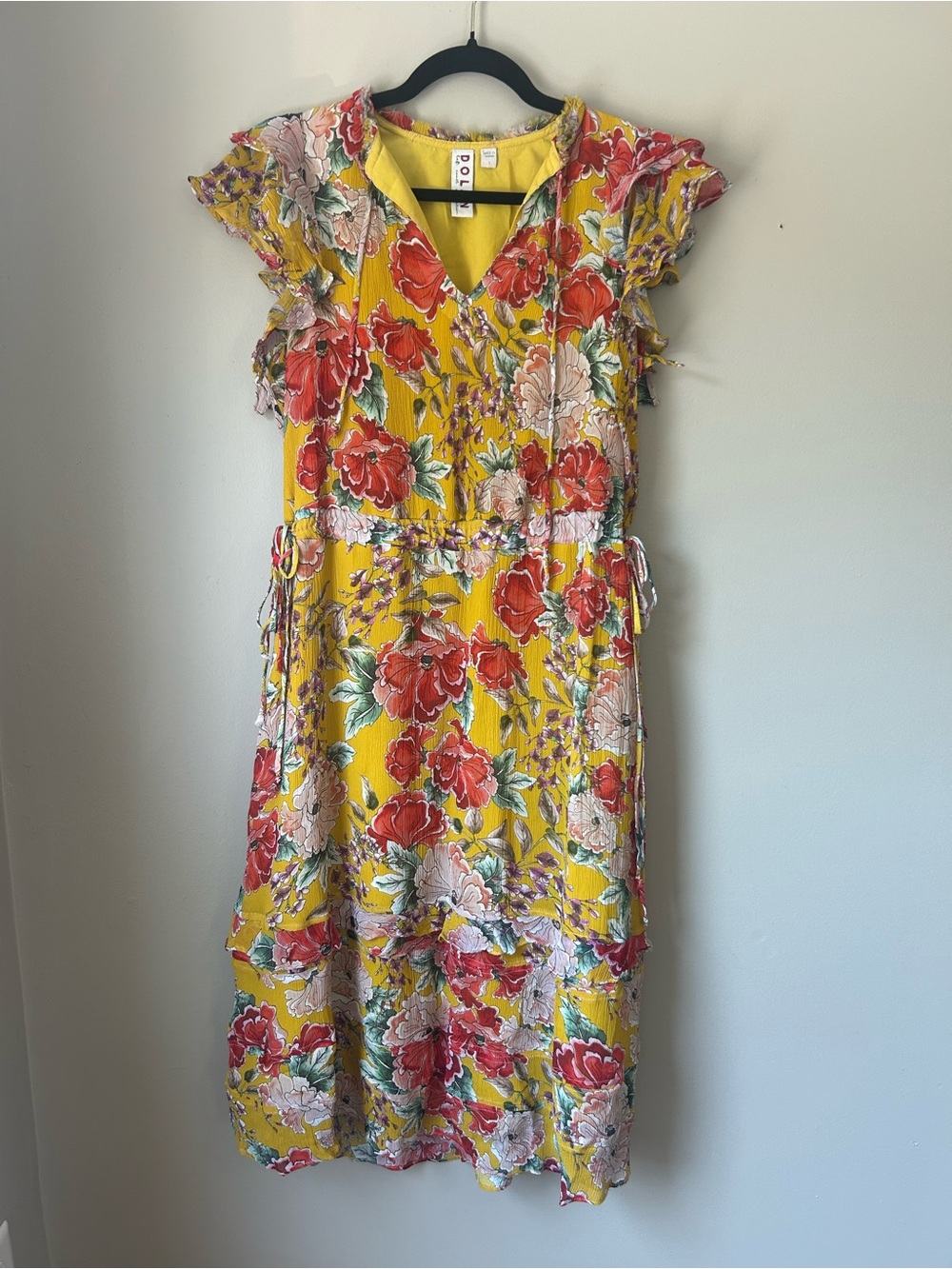 Anthropologie Dolan Left Coast Collection Ellory Floral Silk Ruffle Midi Dress - Picture 4 of 11